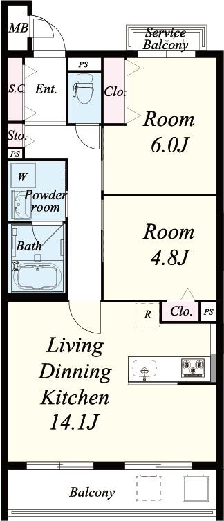 二条新町の完工年月(2018年3月)築の賃貸マンションの間取り