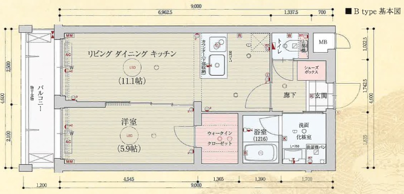葛籠屋町の完工年月(2023年10月)築の賃貸マンションの間取り