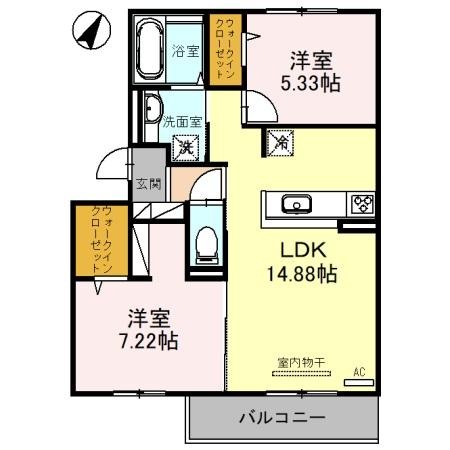 字大山崎の完工年月(2023年3月)築の賃貸アパートの間取り