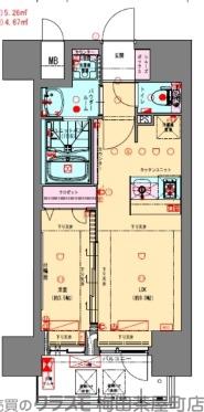 立売堀の完工年月(2021年3月)築の賃貸マンションの間取り