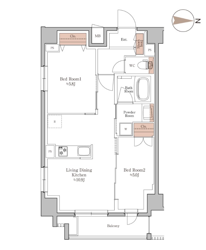 壬生坊城町の完工年月(2026年3月)築の賃貸マンションの間取り