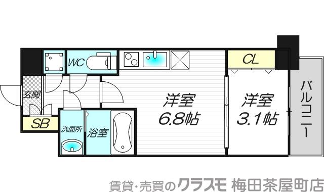 江坂町の完工年月(2023年3月)築の賃貸マンションの間取り