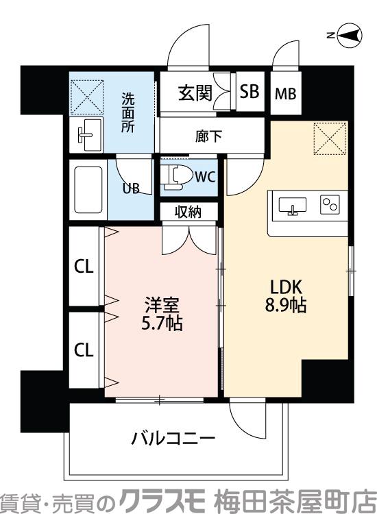 スプランディッド江坂駅前の間取り