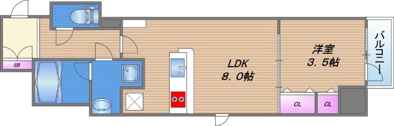 レジュールアッシュ谷町四丁目グランクラスの間取り