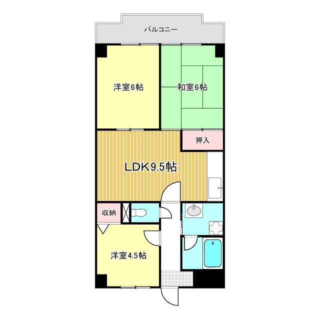 友岡の完工年月(1988年10月)築の賃貸マンションの間取り
