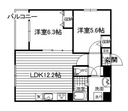 蟷螂山町の完工年月(2014年3月)築の賃貸マンションの間取り