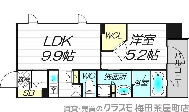 南船場の完工年月(2014年11月)築の賃貸マンションの間取り