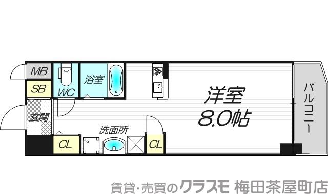 天神橋の完工年月(2000年2月)築の賃貸マンションの間取り