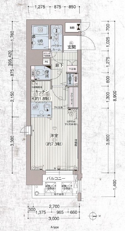 四条堀川町の完工年月(2006年2月)築の賃貸マンションの間取り