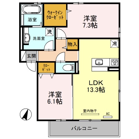 上桂東ノ口町の完工年月(2016年2月)築の賃貸アパートの間取り