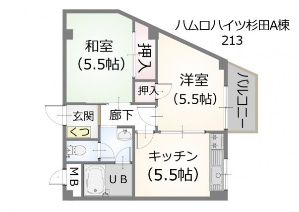 ハムロハイツ杉田A棟の間取り