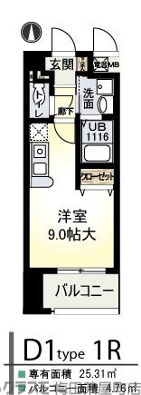 玉川の完工年月(2007年2月)築の賃貸マンションの間取り