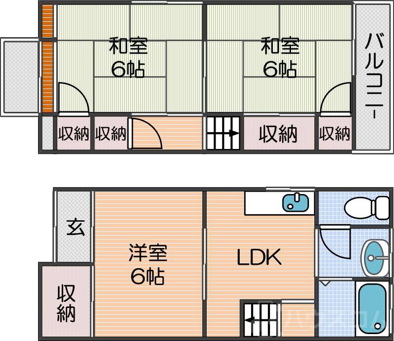 西住之江の完工年月(1957年1月)築の賃貸一戸建ての間取り