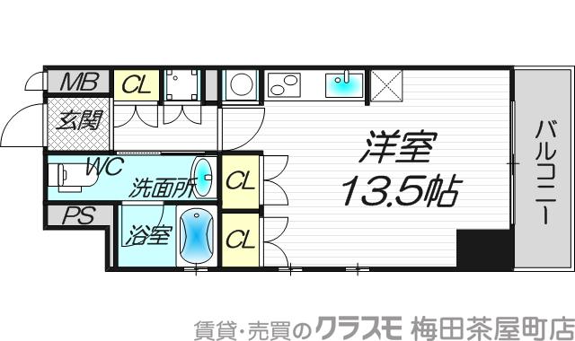 西天満の完工年月(2003年5月)築の賃貸マンションの間取り