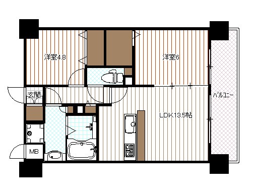 西院三蔵町の完工年月(2013年1月)築の賃貸マンションの間取り