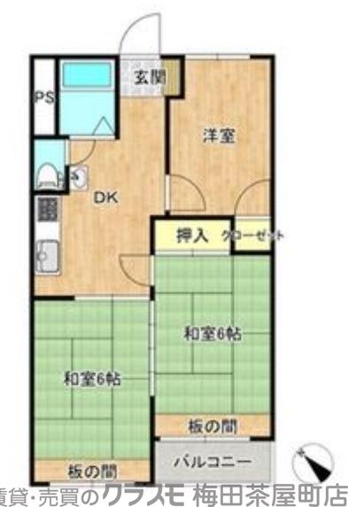 南千里第二コーポラスB棟の間取り