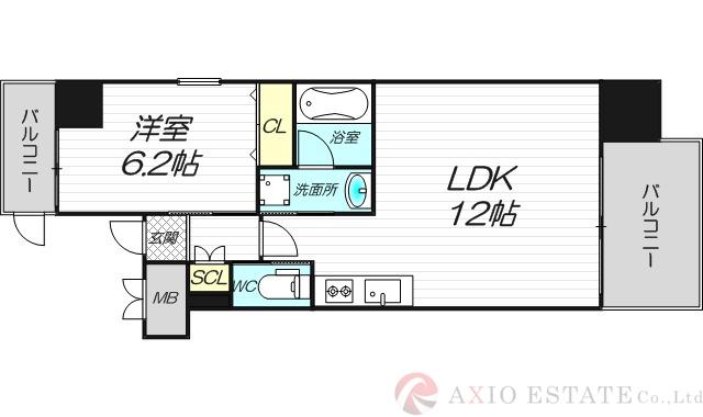 豊津町の完工年月(2022年11月)築の賃貸マンションの間取り