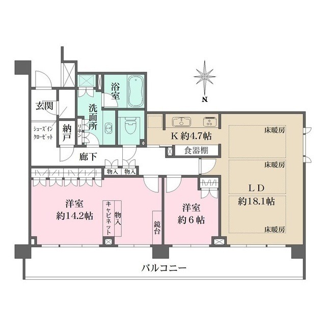 上生洲町の完工年月(2017年3月)築の賃貸マンションの間取り