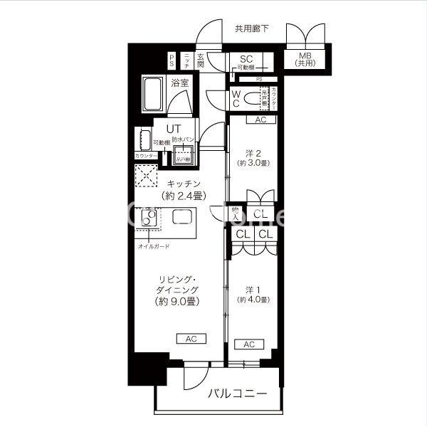K-COURT谷町四丁目の間取り