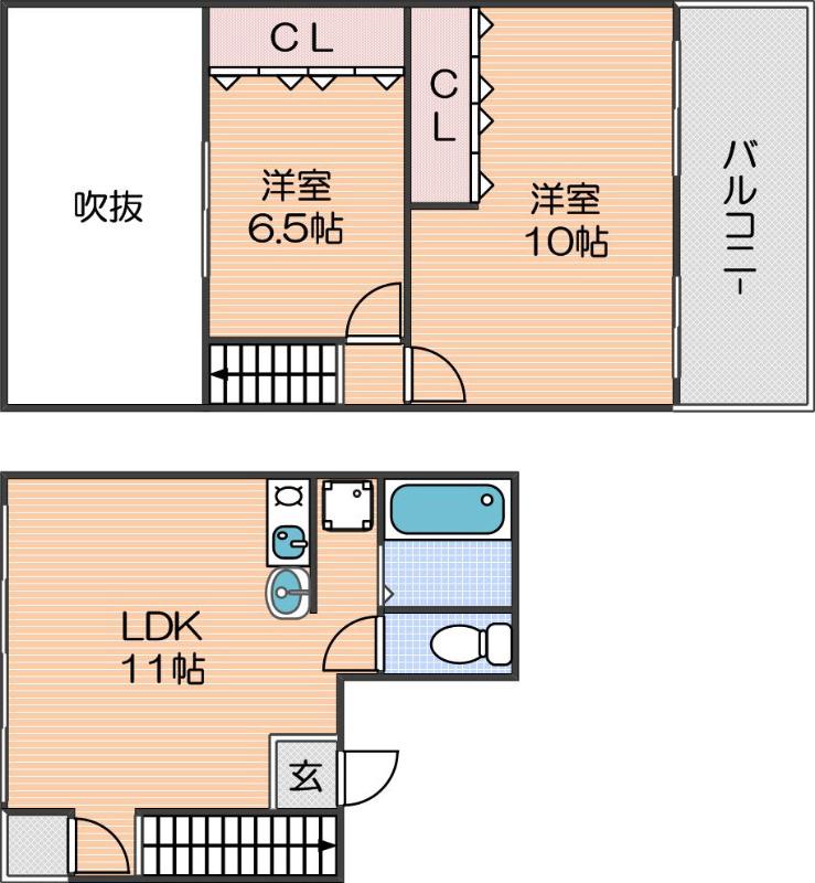 松の完工年月(1994年1月)築の賃貸マンションの間取り