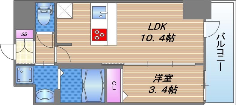 S-RESIDENCE堺筋本町Deuxの間取り