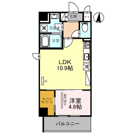 西ノ京職司町の完工年月(2021年7月)築の賃貸マンションの間取り