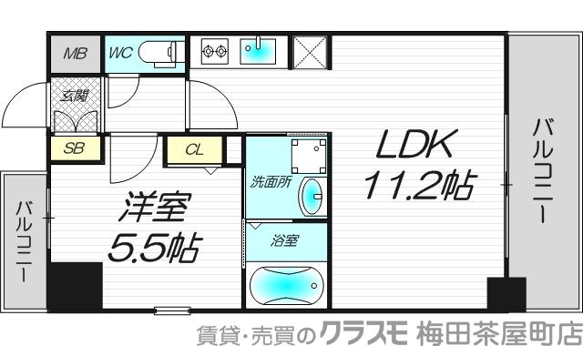 江坂町の完工年月(2019年3月)築の賃貸マンションの間取り