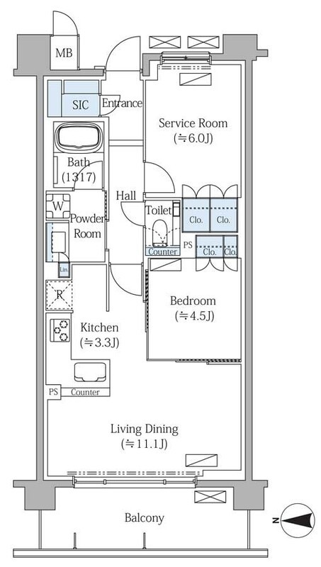大和大路1丁目の完工年月(2026年3月)築の賃貸マンションの間取り