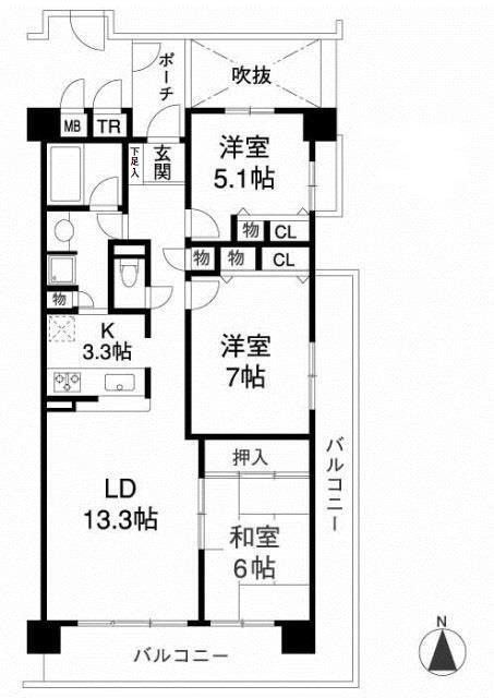 コスモ茨木上穂積の間取り