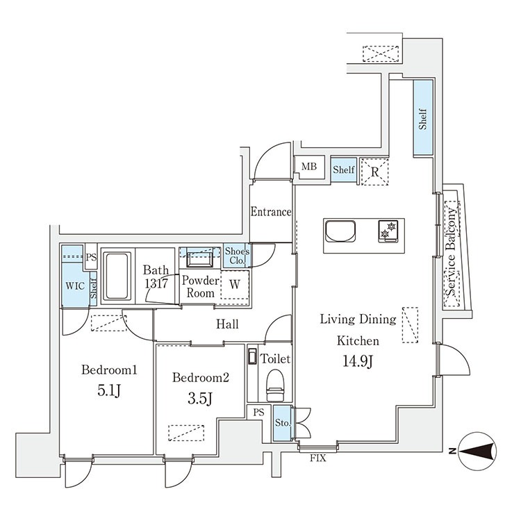十四軒町の完工年月(2026年1月)築の賃貸マンションの間取り