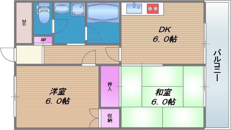 布亀マンションの間取り