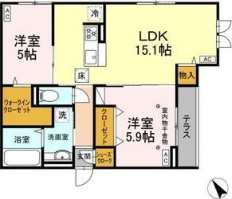 CLASSEUM連坊Iの間取り