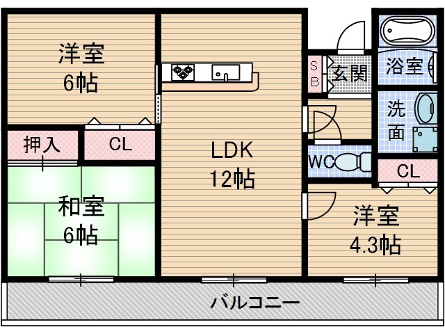 クレール上中条の間取り