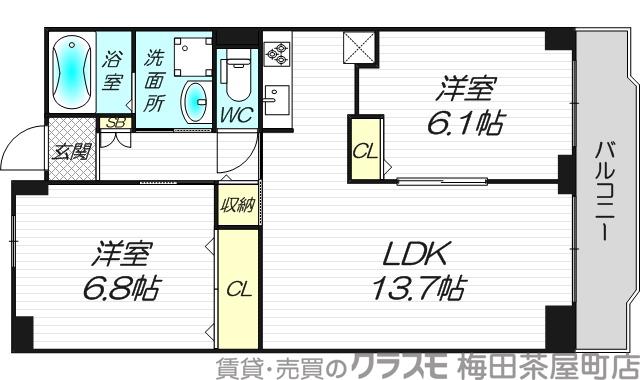 西宮原の完工年月(1983年8月)築の賃貸マンションの間取り
