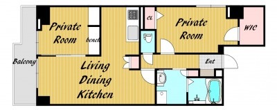 西七条比輪田町の完工年月(2006年1月)築の賃貸マンションの間取り