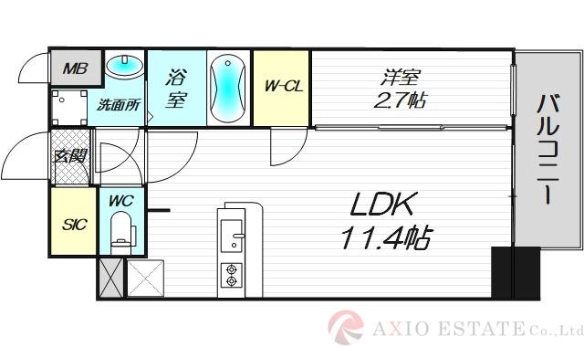 中之島の完工年月(2020年10月)築の賃貸マンションの間取り