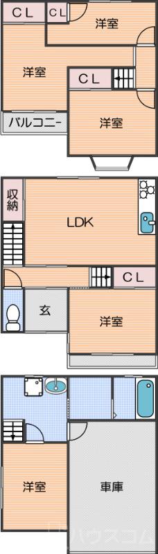 新北島の完工年月(1985年1月)築の賃貸一戸建ての間取り