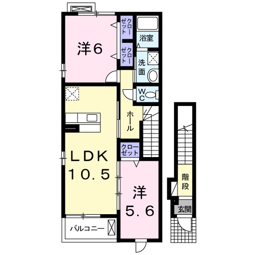 西太田町の完工年月(2011年3月)築の賃貸アパートの間取り