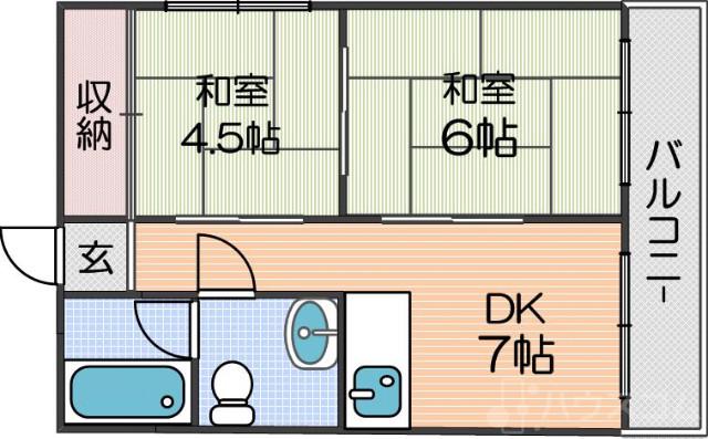 東加賀屋の完工年月(1980年6月)築の賃貸アパートの間取り