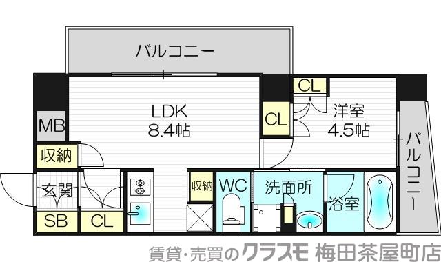 豊崎の完工年月(2012年1月)築の賃貸マンションの間取り