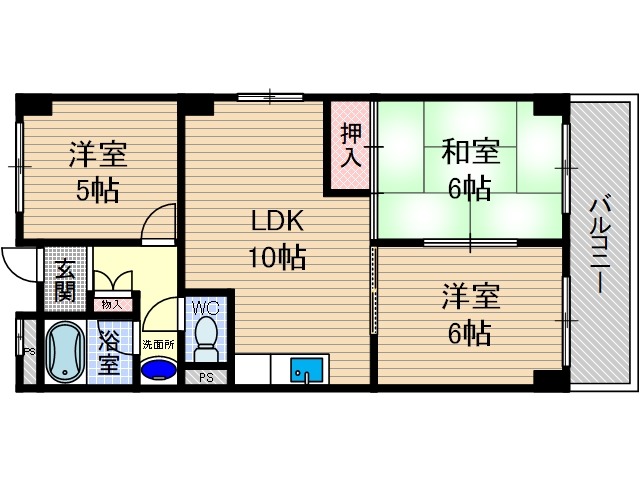天王タウンハイツの間取り