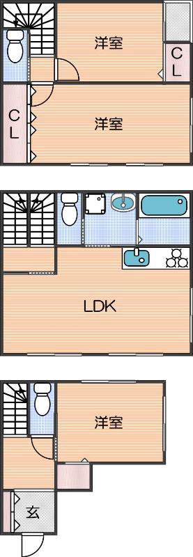 北津守の完工年月(2018年1月)築の賃貸一戸建ての間取り