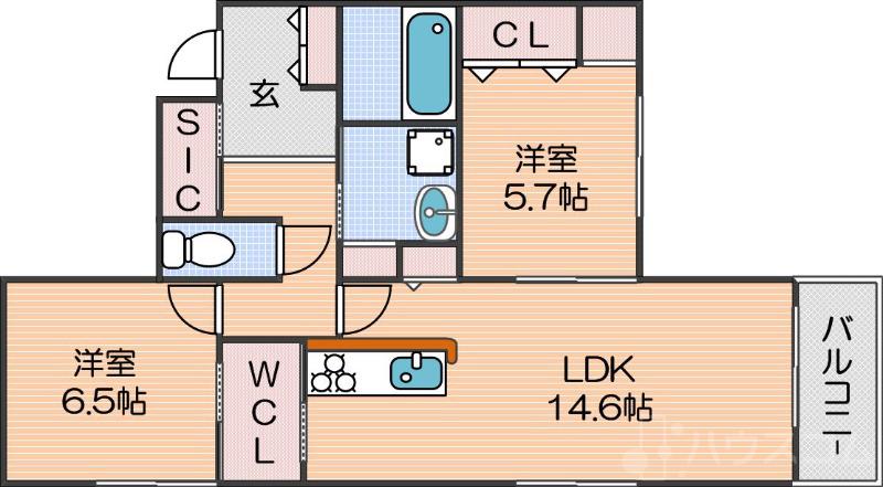 杉本の完工年月(2026年12月)築の賃貸マンションの間取り