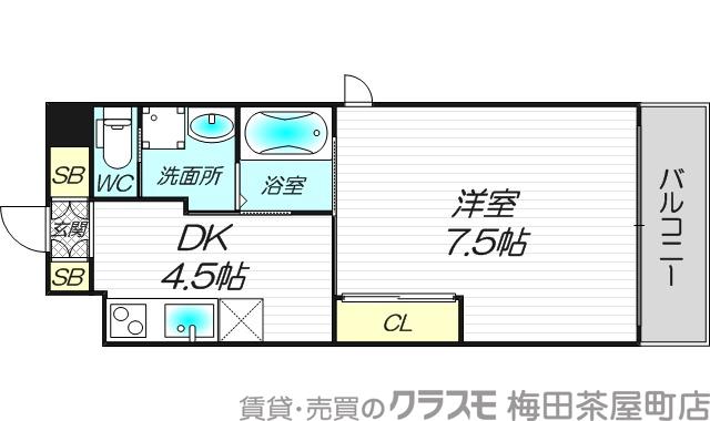 江坂町の完工年月（1996年3月）築の賃貸マンションの間取り
