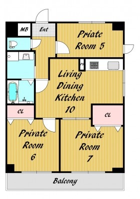 中務町の完工年月(1995年12月)築の賃貸マンションの間取り