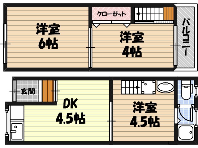 放出西2丁目テラスハウスの間取り