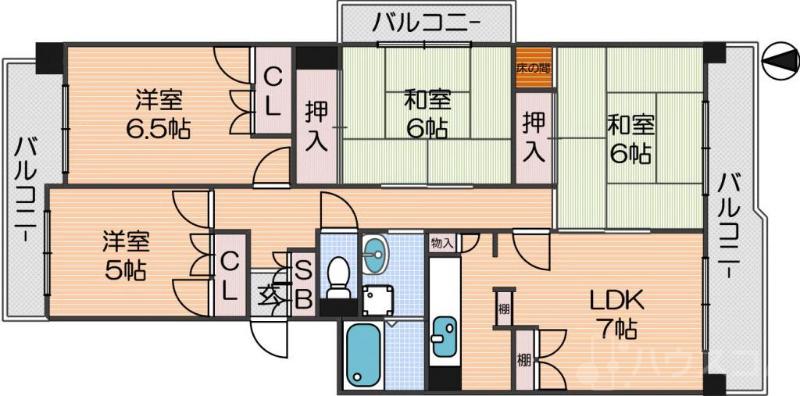 大和川コーポ1号棟の間取り