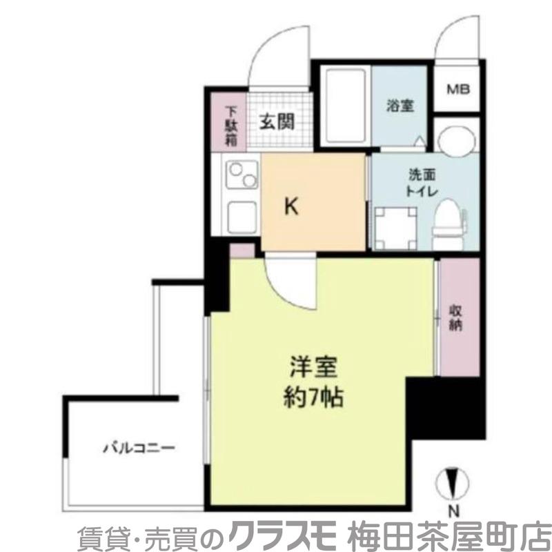 西天満の完工年月(2019年7月)築の賃貸マンションの間取り