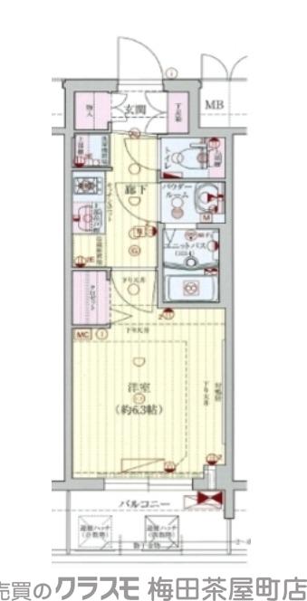 内淡路町の完工年月(2020年3月)築の賃貸マンションの間取り