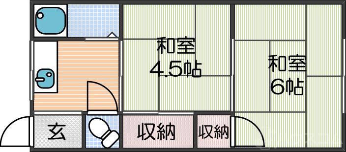 南津守の完工年月(1970年1月)築の賃貸アパートの間取り
